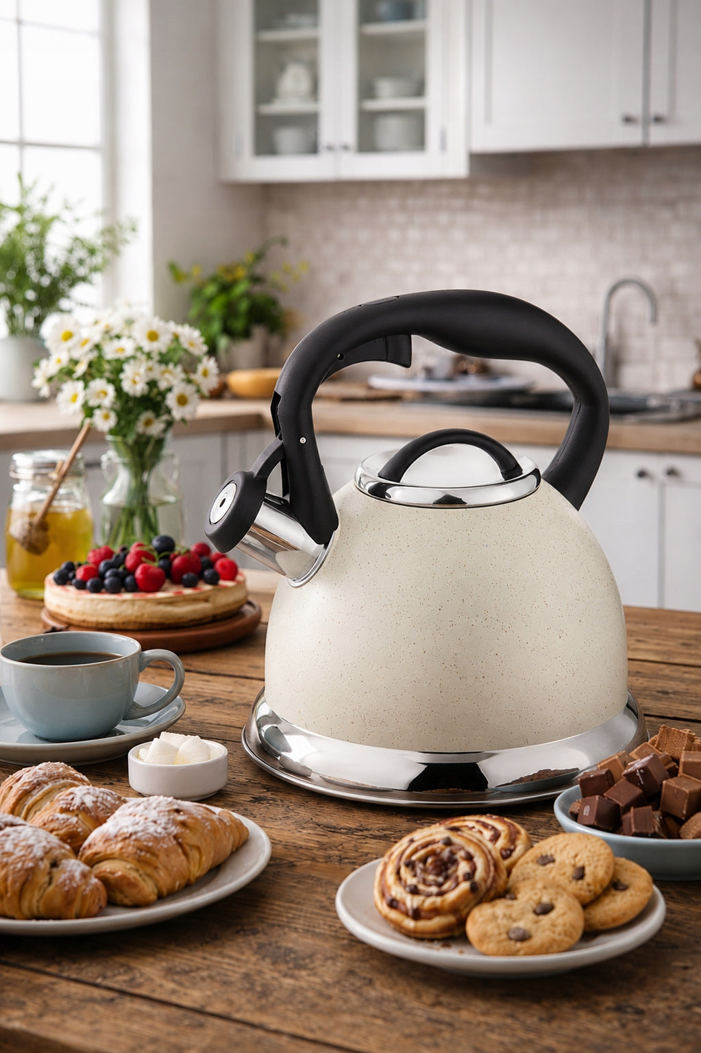 KETTLE elegant traditional GAS INDUCTION BEIGE MARBLE LARGE steel 3,5L Manufacturer code 04122BEIGE