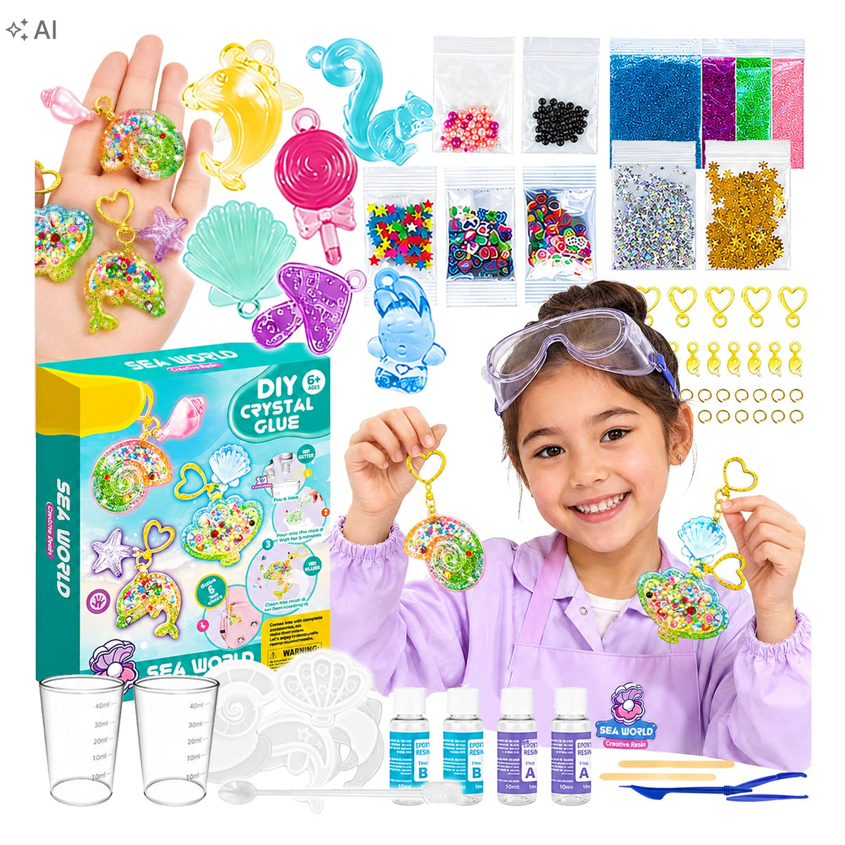KEYCHAIN MAKING KIT 6 PCS 95EL DIY CREATIVE KEY CHAINS
