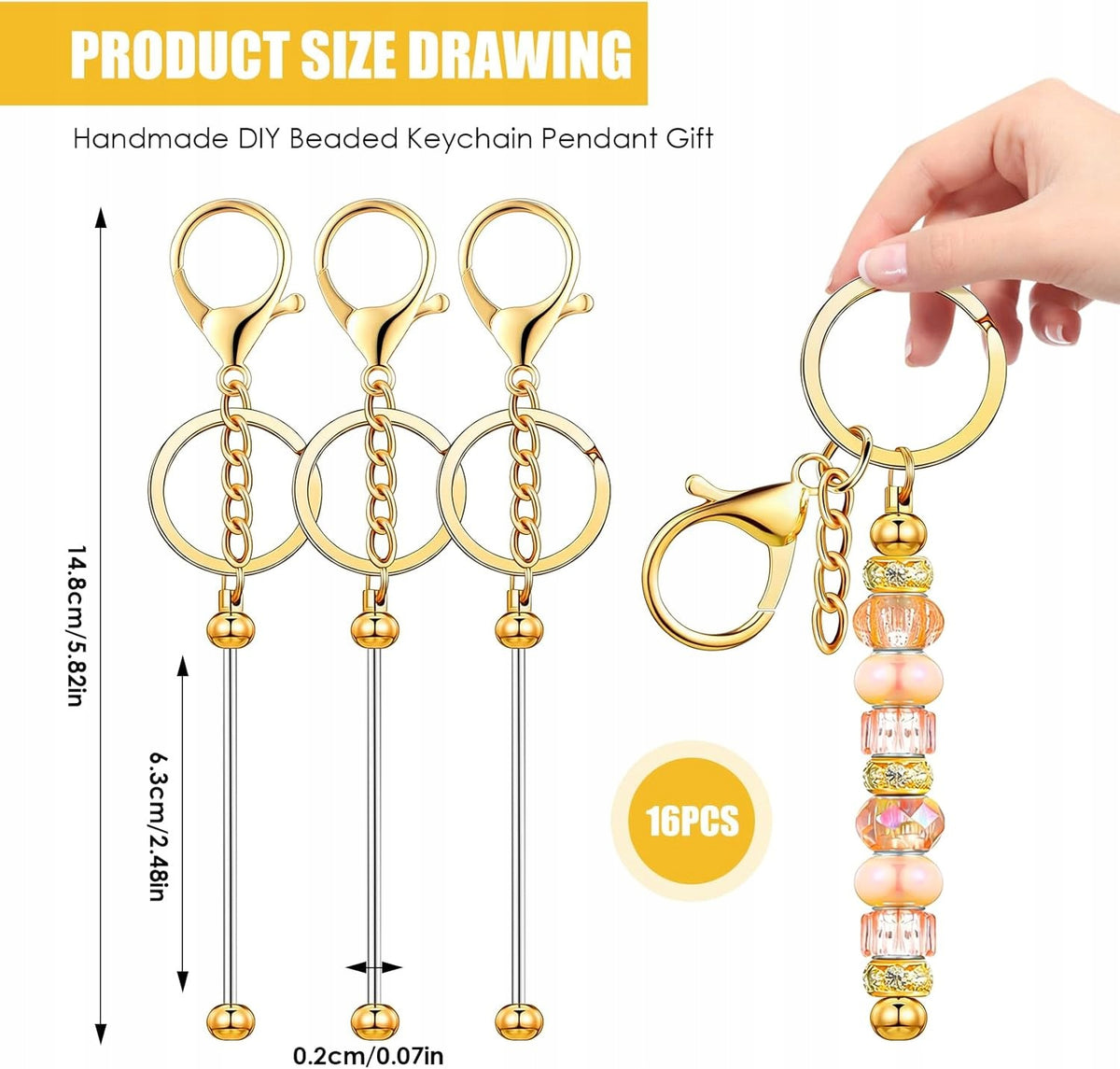 KEYCHAINS 16 PIECES PEARL PENDANTS BLANK GOLD METAL ACCESSORIES Brand no brand