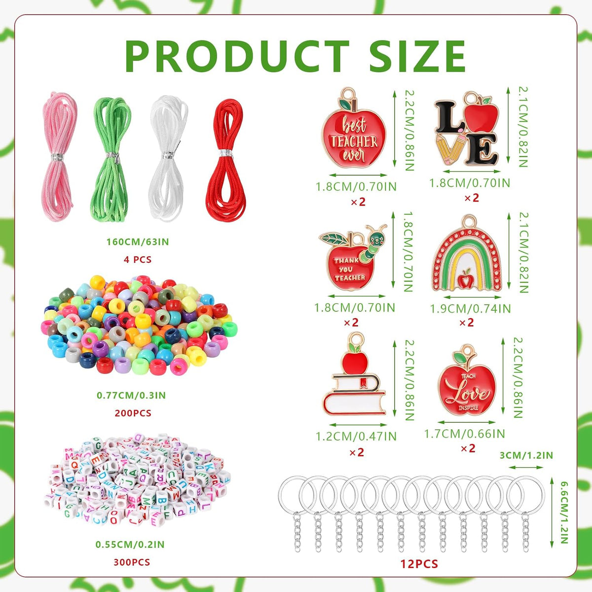 KEYCHAINS SET BEADS DIY GIFT TEACHER CREATING CREATIVE SET Brand no brand