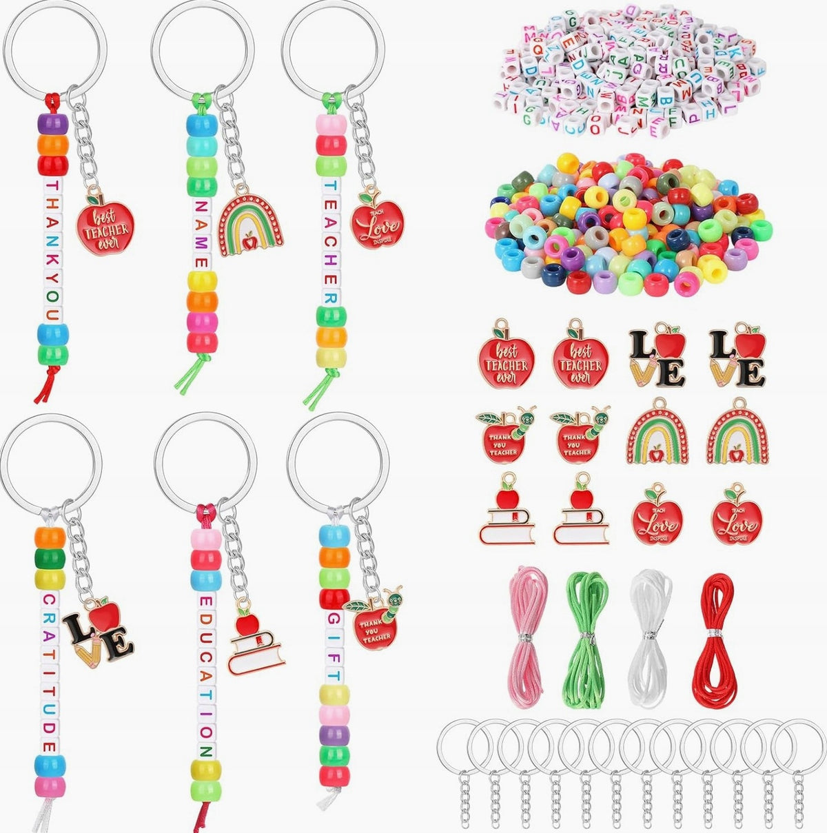 KEYCHAINS SET BEADS DIY GIFT TEACHER CREATING CREATIVE SET