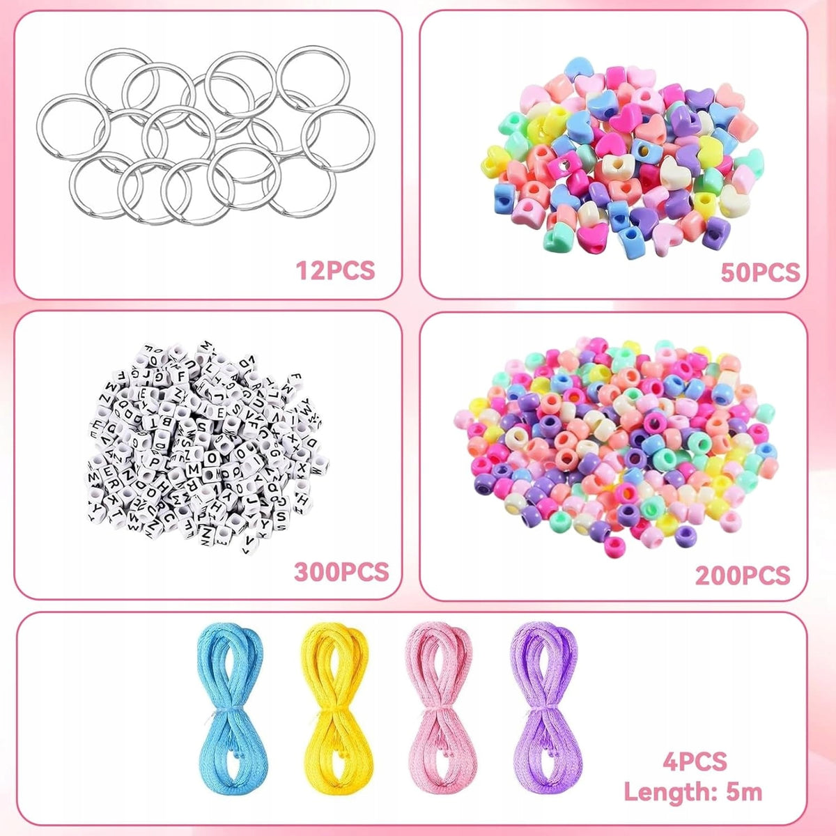 KEYCHAINS SET OF 566 PIECES DIY ACRYLIC BEADS DIFFERENT COLORS Brand no brand