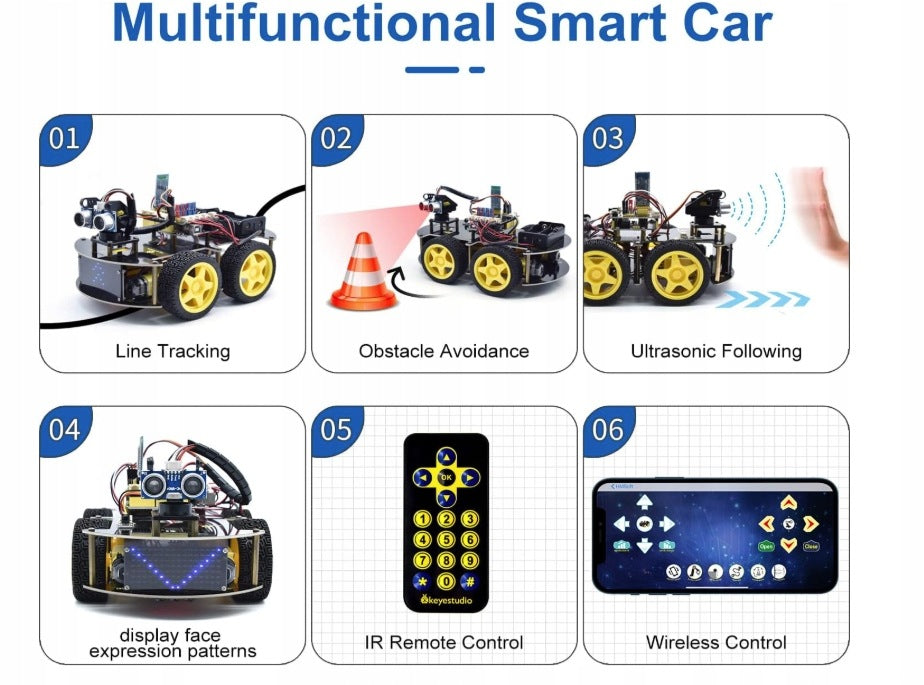 KEYESTUDIO 4WD Smart Car Robot Kit DIY Arduino IDE Educational Kit Manufacturer code KS0470-U