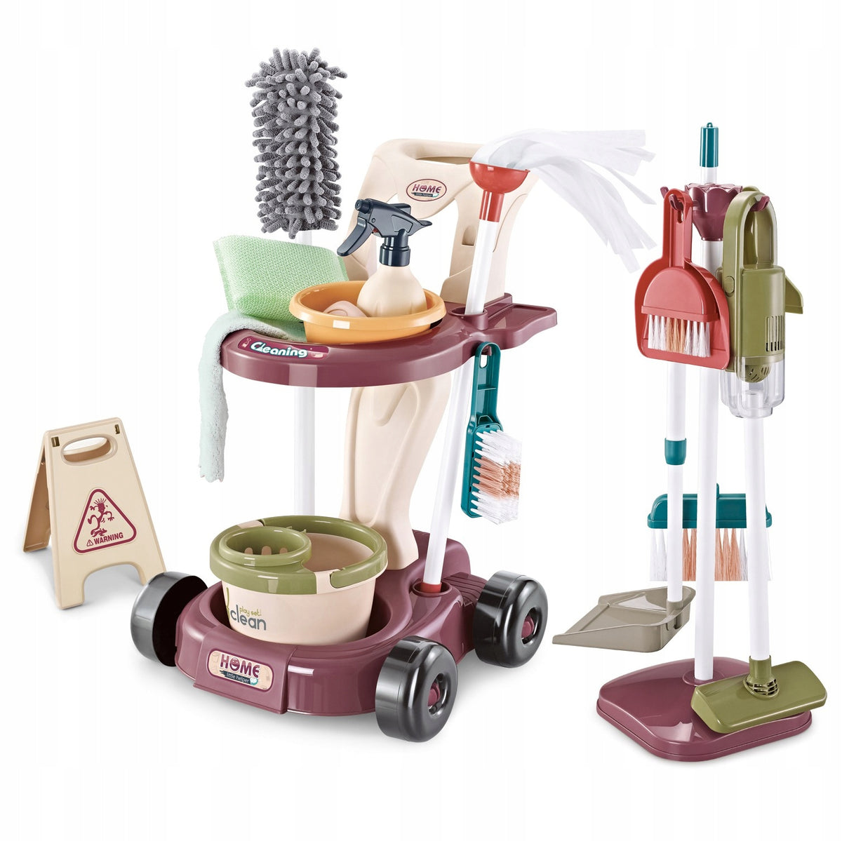 KIDS CLEANING KIT LARGE CART MOP WATER SPRAY VACUUM CLEANER
