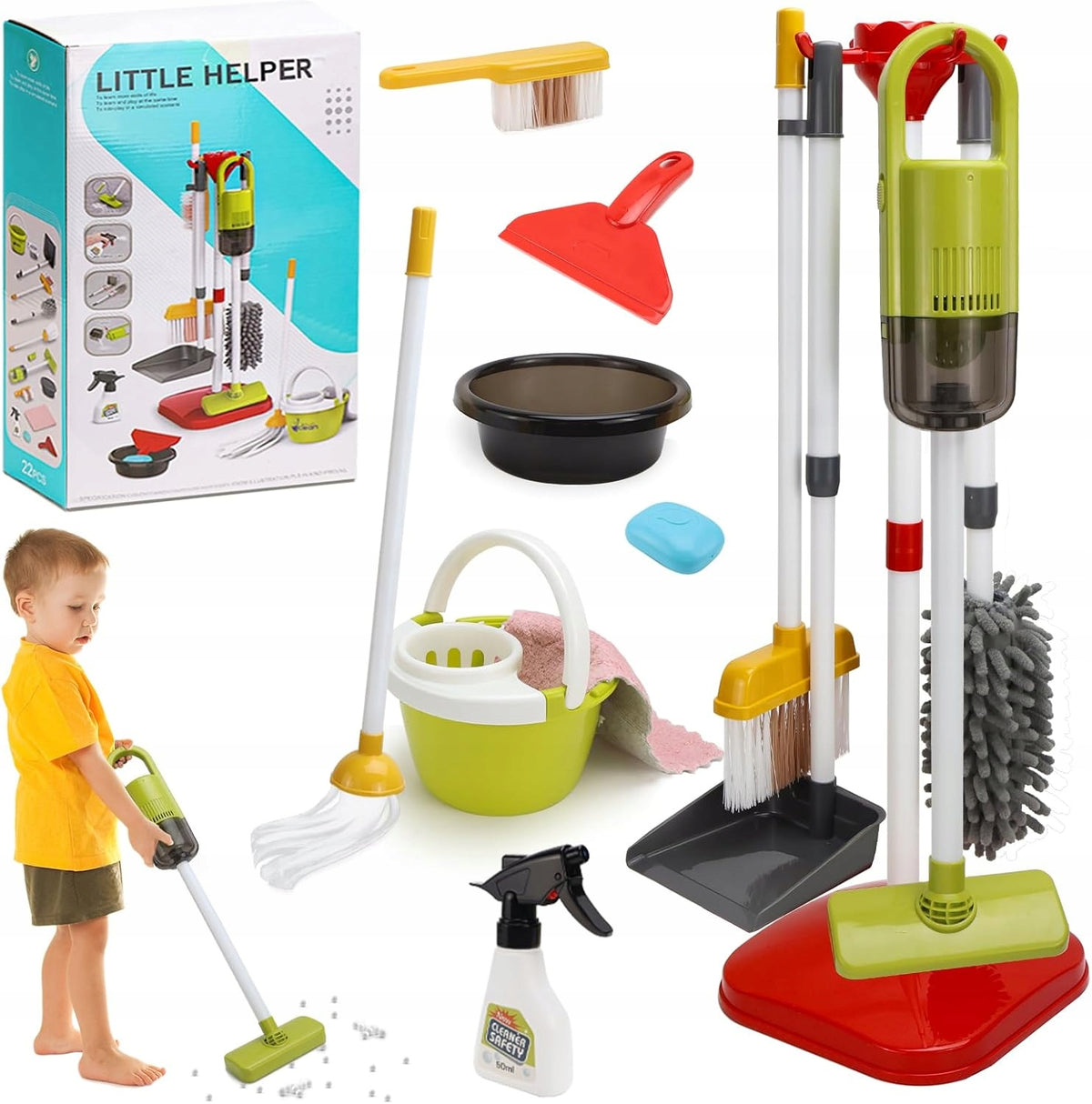 KIDS CLEANING KIT XXL VACUUM CLEANER MOP BUCKET SPRAY Educational