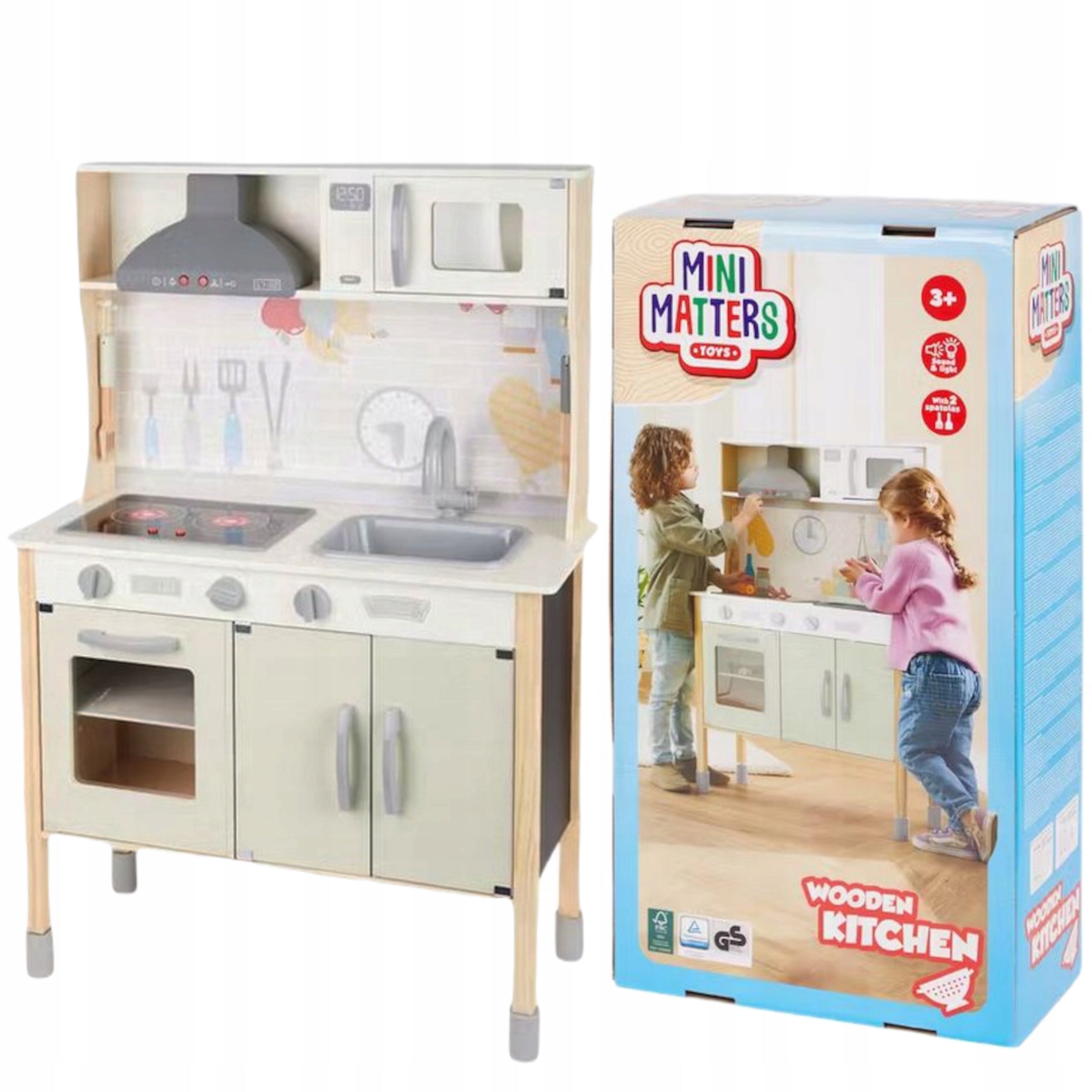 KIDS KITCHEN Wooden Fun Sound Light Accessories Gift