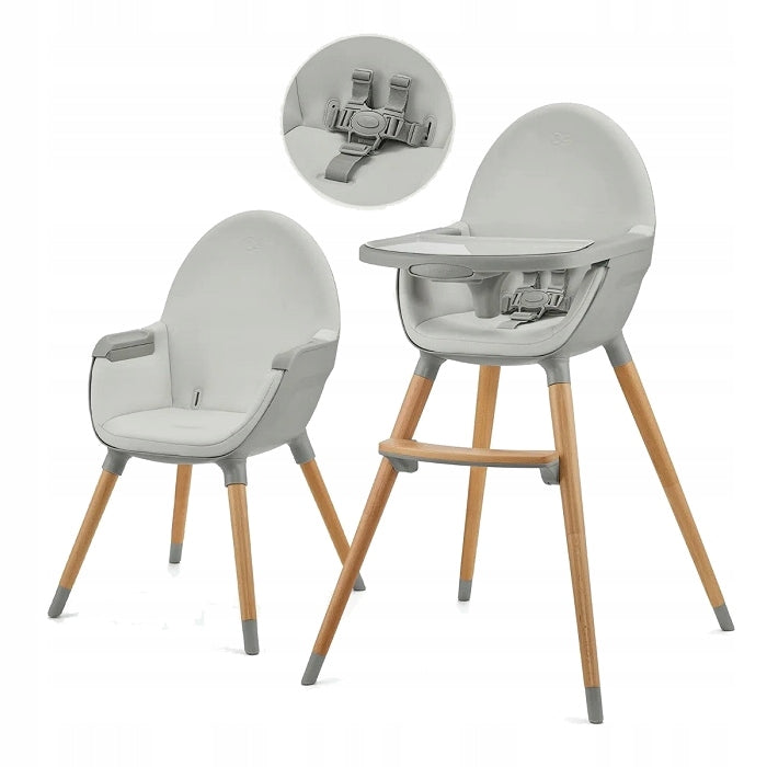 KINDERKRAFT 2IN1 HIGH CHAIR FINI 2 FOR WOODEN FEEDING WITH TABLE FROM 6 M
