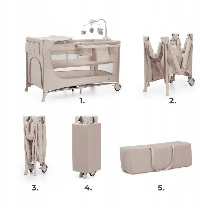 KINDERKRAFT JOY 2 WITH ACCESSORIES Travel cot 3in1 folding playpen Manufacturer code KLJOY02BEG000AC