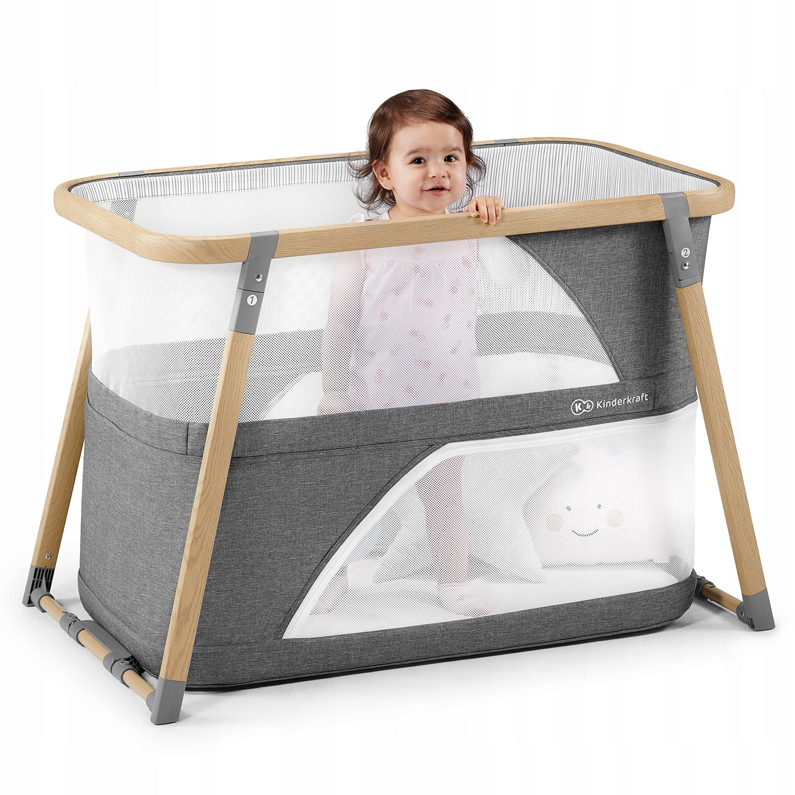KINDERKRAFT Travel cot 4in1 SOFI grey Color gray