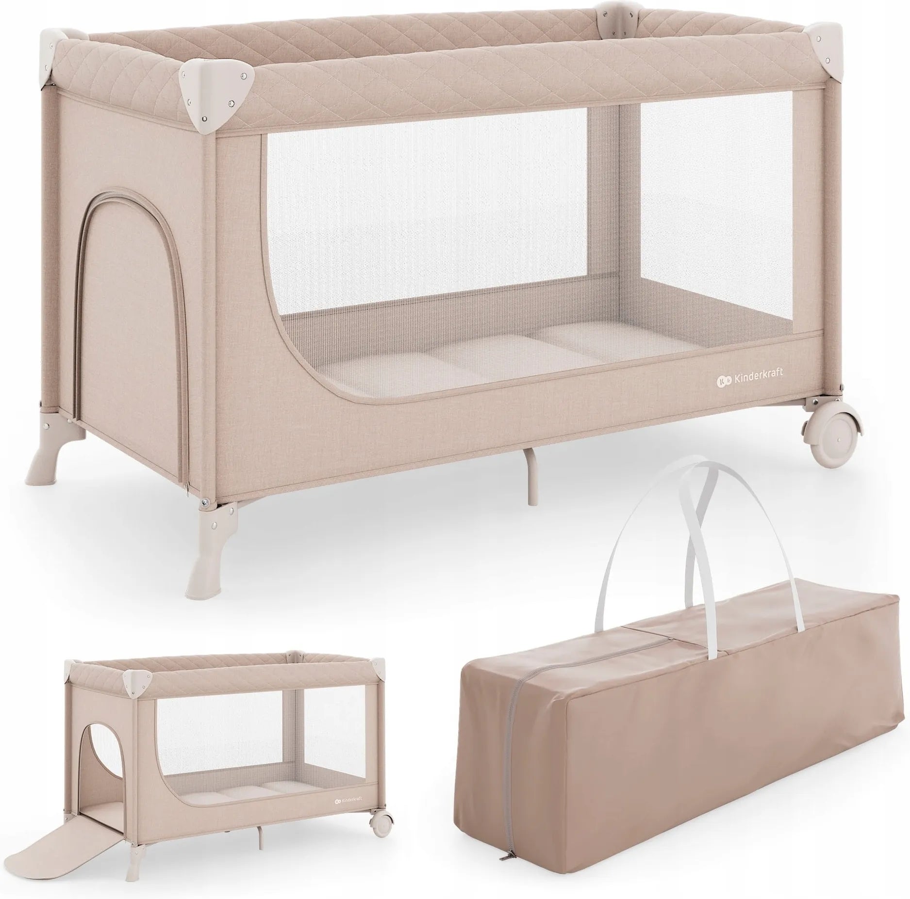 KINDERKRAFT Travel cot LEODY UP beige