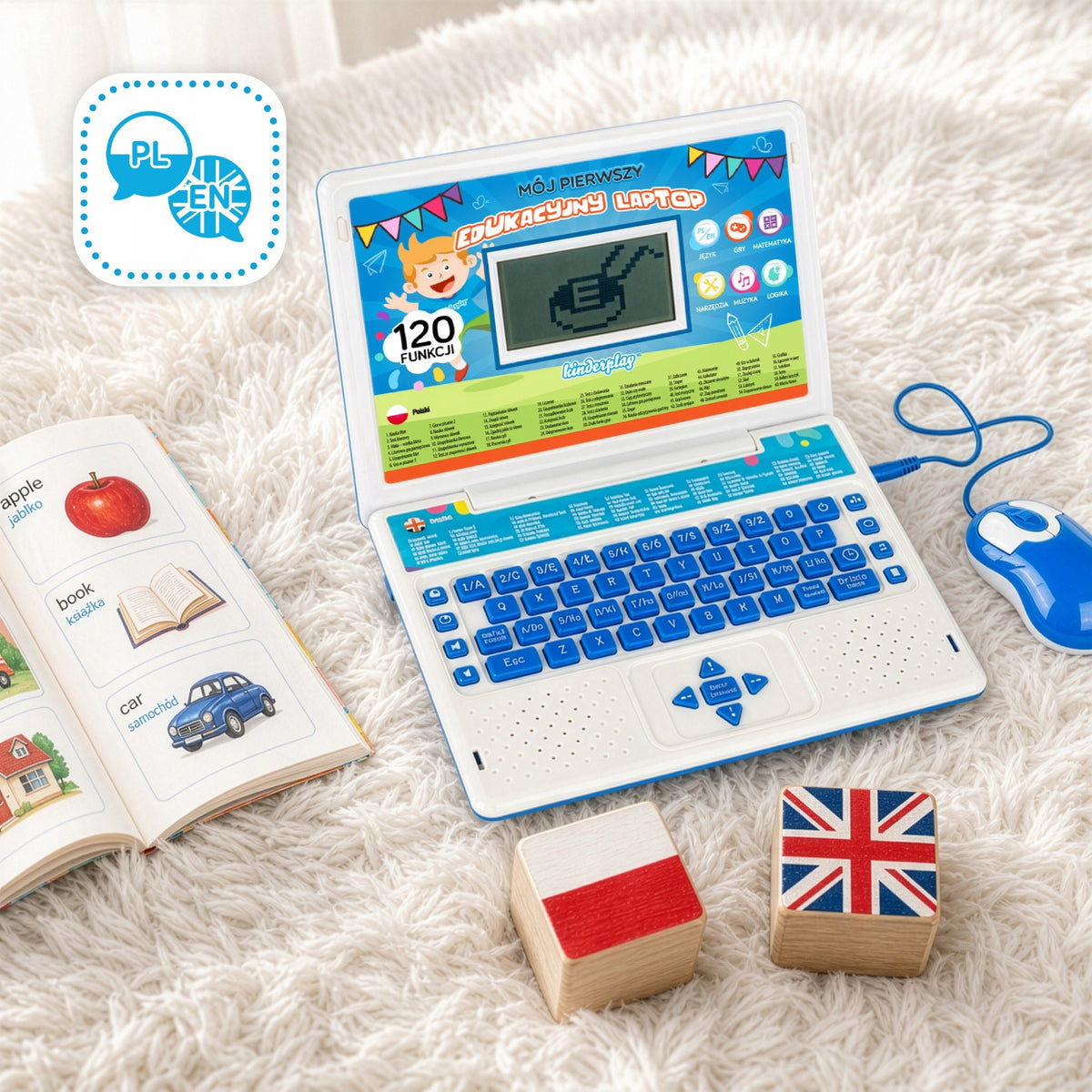 KINDERPLAY CHILDREN'S LAPTOP EDUCATIONAL FOR LEARNING LETTERS COUNTING 120 OPTIONS Manufacturer code KP5830BLU