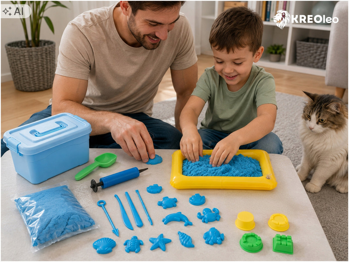 KINETIC SAND 1KG SET XL MOLDS SPATULA BUCKET SANDBOX Packaging status original