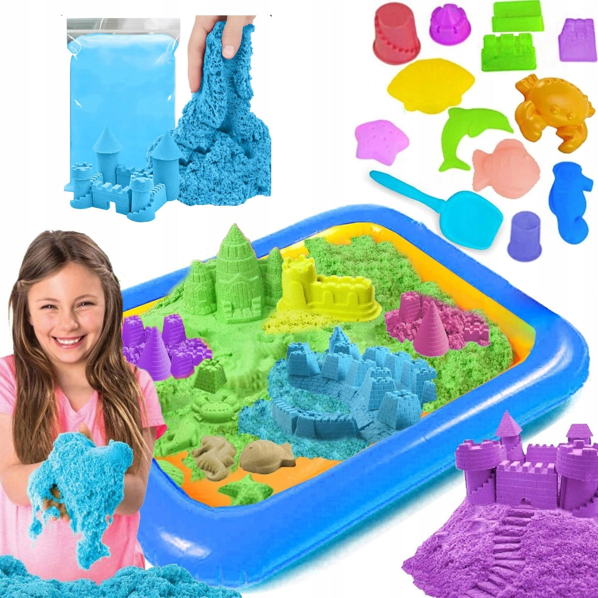KINETIC SAND 2kg MOLDS + POOL SANDBOX