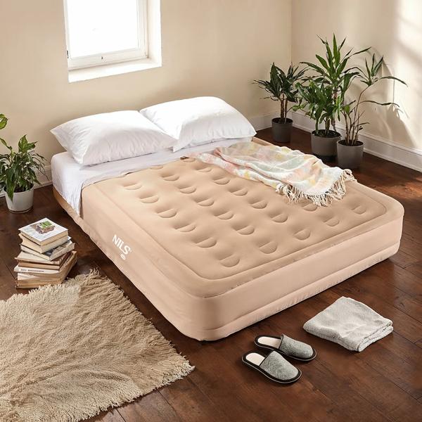 KING SIZE 200x145cm Double Pumped Mattress with Electric Pump Set Color beige