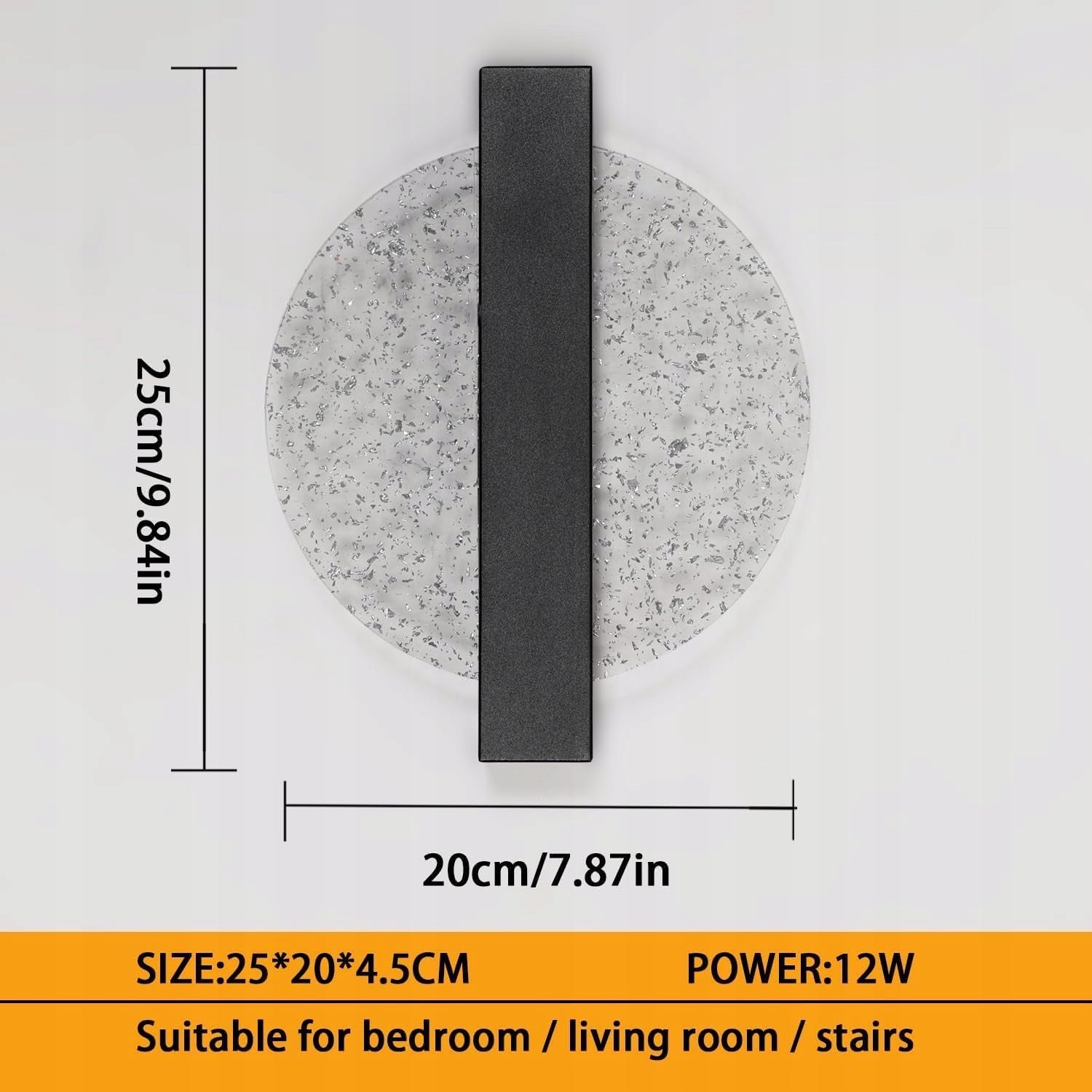 KINKIET CZARNA LAMPA SCIENNA LED 3000K NOWOCZESNA DO SALONU SREBRNA FOLIA Manufacturer code BWW-30930805-2