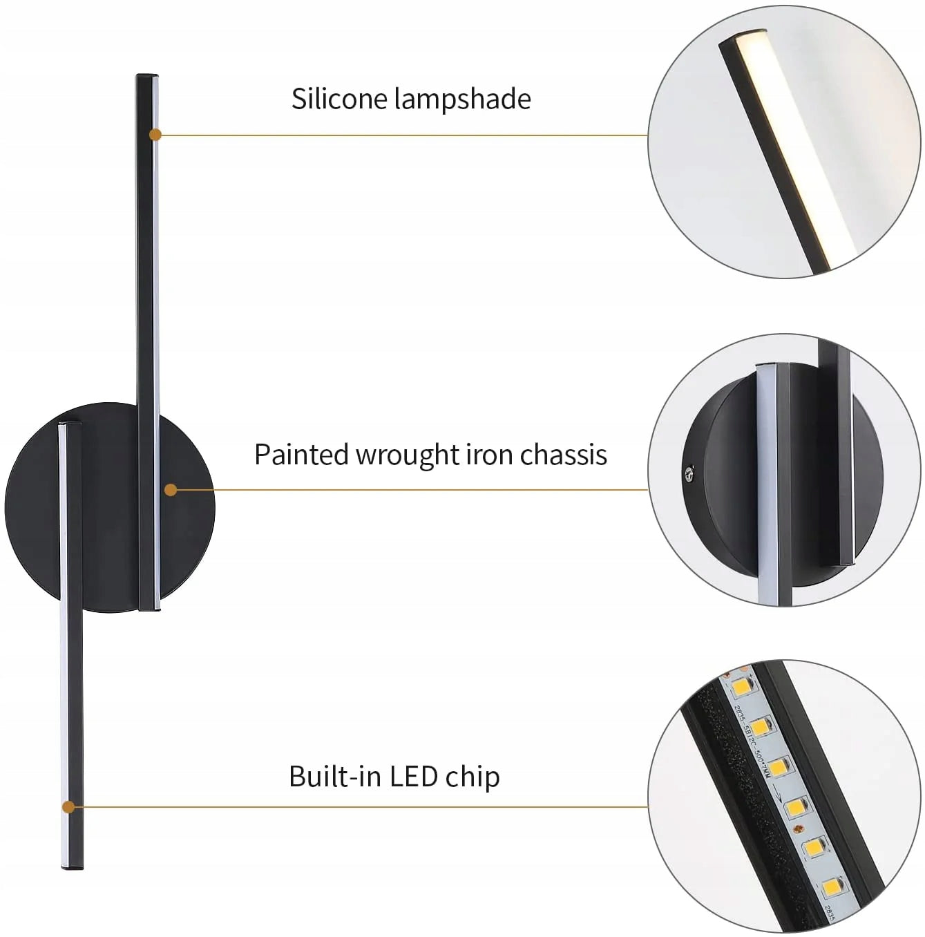 KINKIET CZARNA LAMPA ŚCIENNA LED NOWOCZESNA SALONU KORYTARZ 45CM 16W 3000K Manufacturer code 30876903