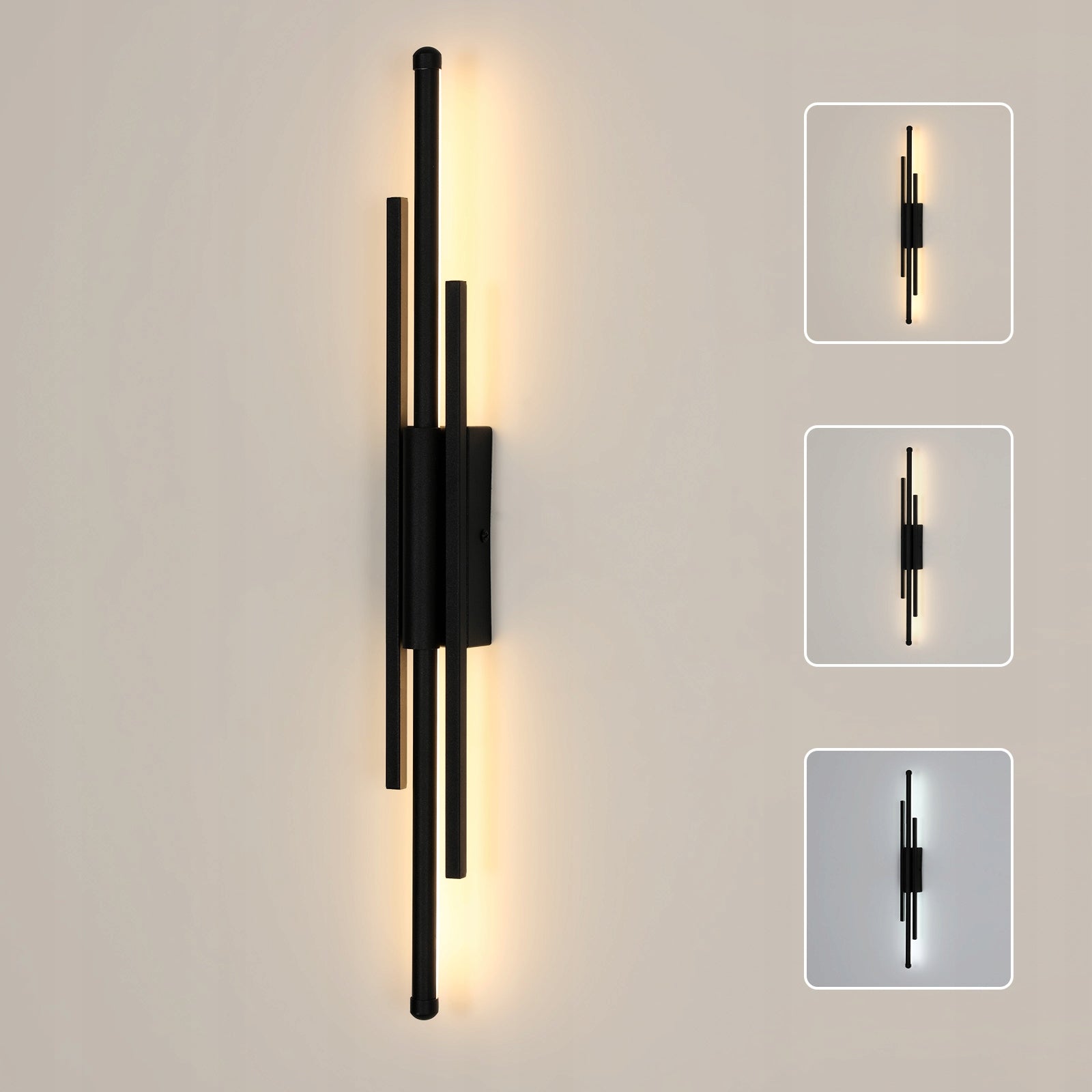 KINKIET LED LAMPA SCIENNA CZARNA NOWOCZESNA W KORYTARZ 3000K/4500K/6500K 8W
