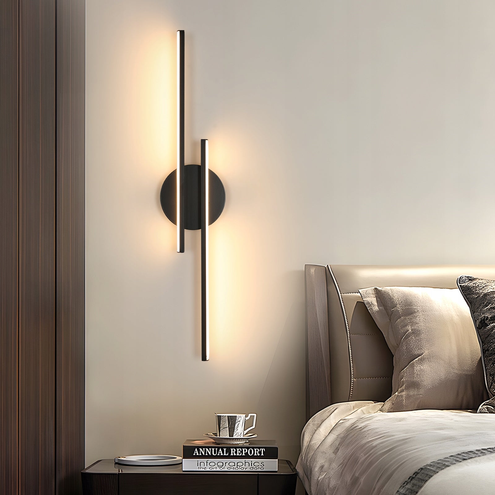 KINKIET LED LAMPA ŚCIENNY CZARNA NOWOCZESNA SALONU KORYTARZ 24W 3000K 60CM