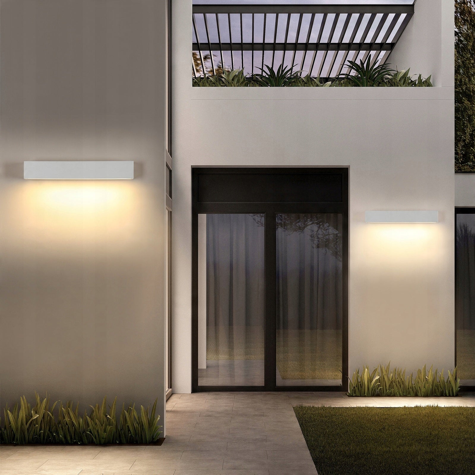 KINKIET ZEWNETRZNY LED LAMPA SCIENNA BIAŁY IP65 NOWOCZESNA 16W 3000K Collection lampa scienna