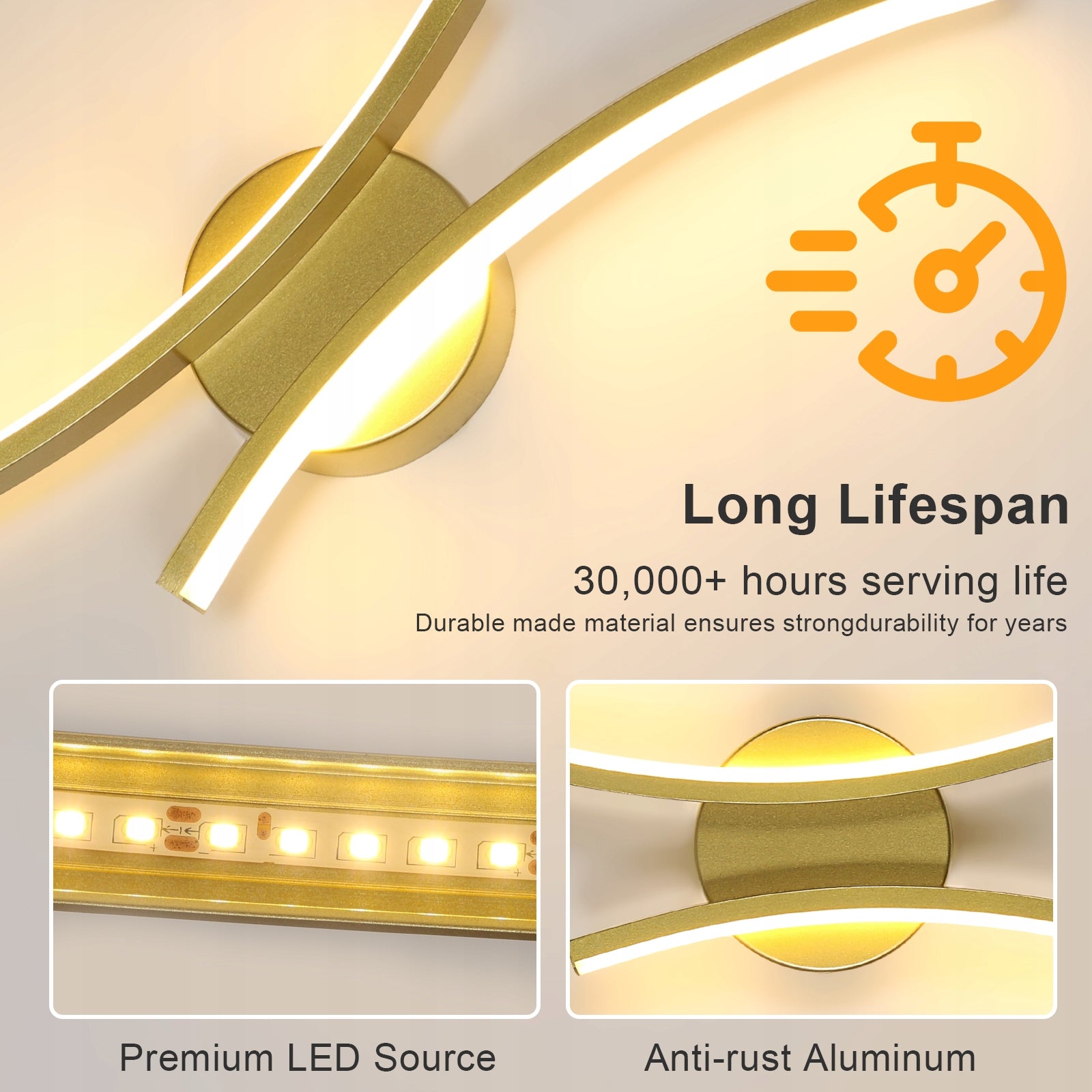 KINKIET ZŁOTA LAMPA LINIOWA SCIENNA LED KORYTARZ NOWOCZESNA DO SALONU 3000K Manufacturer code NL-30935609
