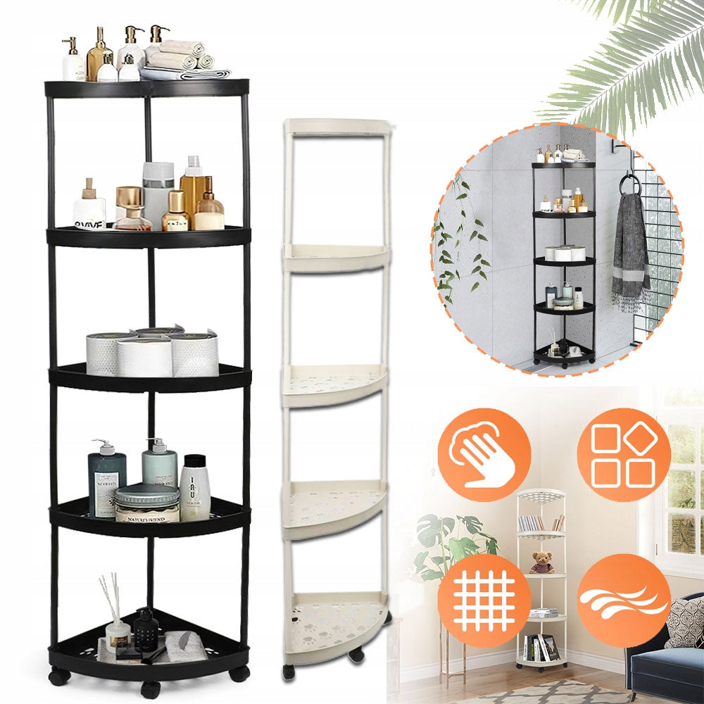 KITCHEN BATHROOM CABINET ON WHEELS MOBILE BOOKCASE UNIVERSAL 5 TIER Furniture color black