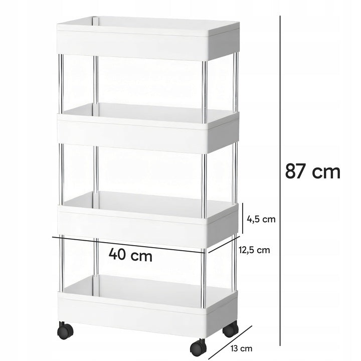 KITCHEN BATHROOM SHELF 4 TIER BOOKCASE CABINET ON WHEELS WITH HOOKS Brand no brand