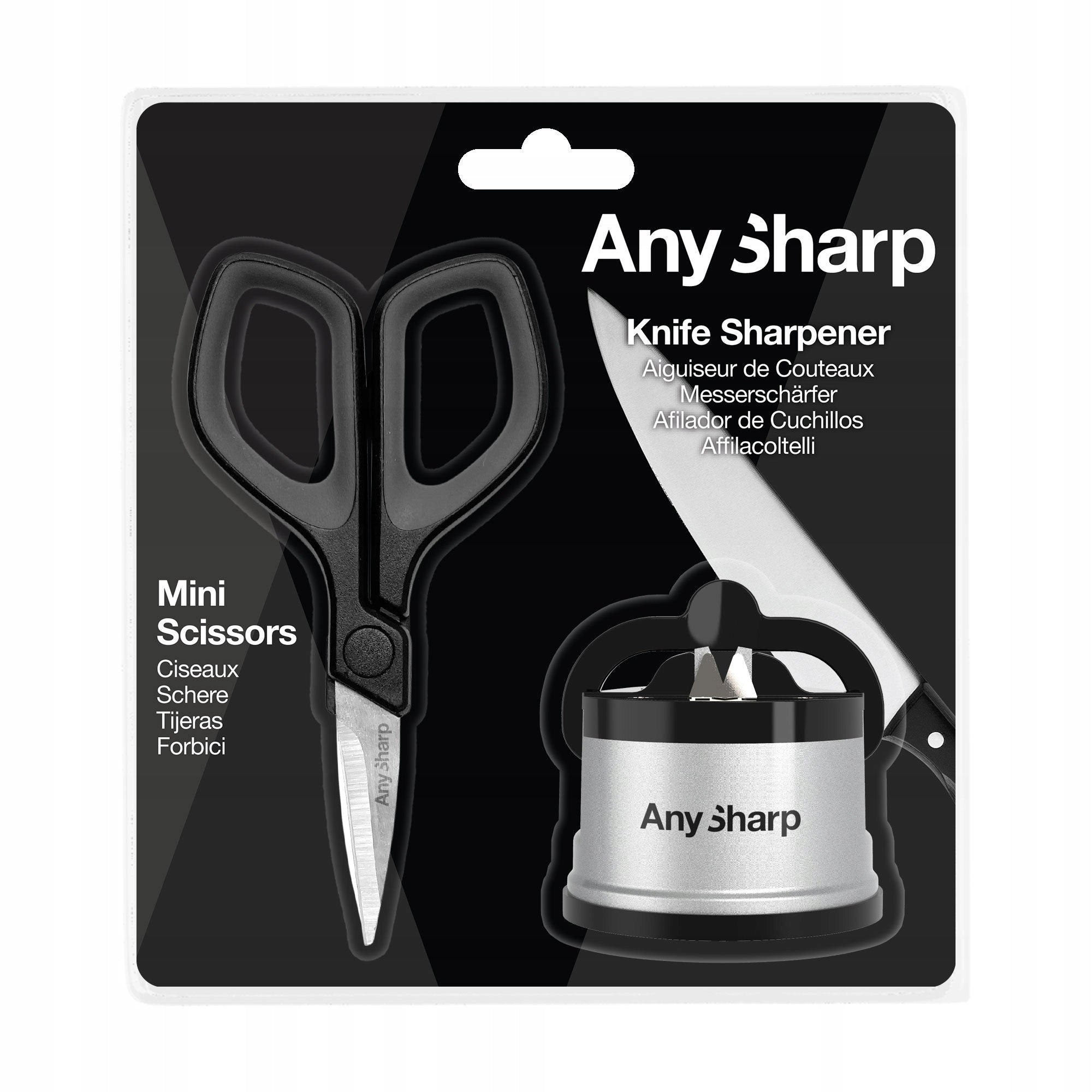 KITCHEN KNIFE SHARPENER + SCISSORS - GIFT SET - AnySharp Packaging status original