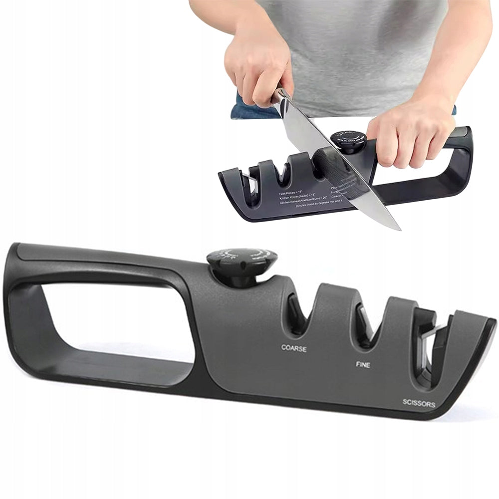 KITCHEN KNIFE SHARPENER SCISSORS THREE-PHASE WHETSTONE 3IN1 ANGLE ADJUSTMENT Manufacturer code 201949277