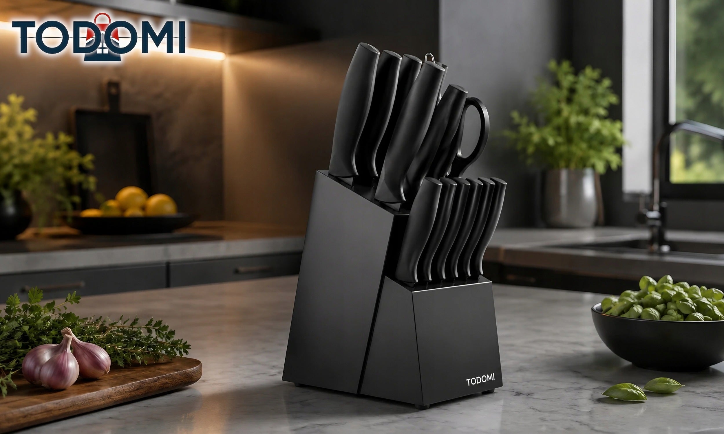 KITCHEN KNIVES SET OF KNIVES IN BLOCK STAND 16 EL. SHARPENER SCISSORS Manufacturer code Noże kuchenne blok na noże