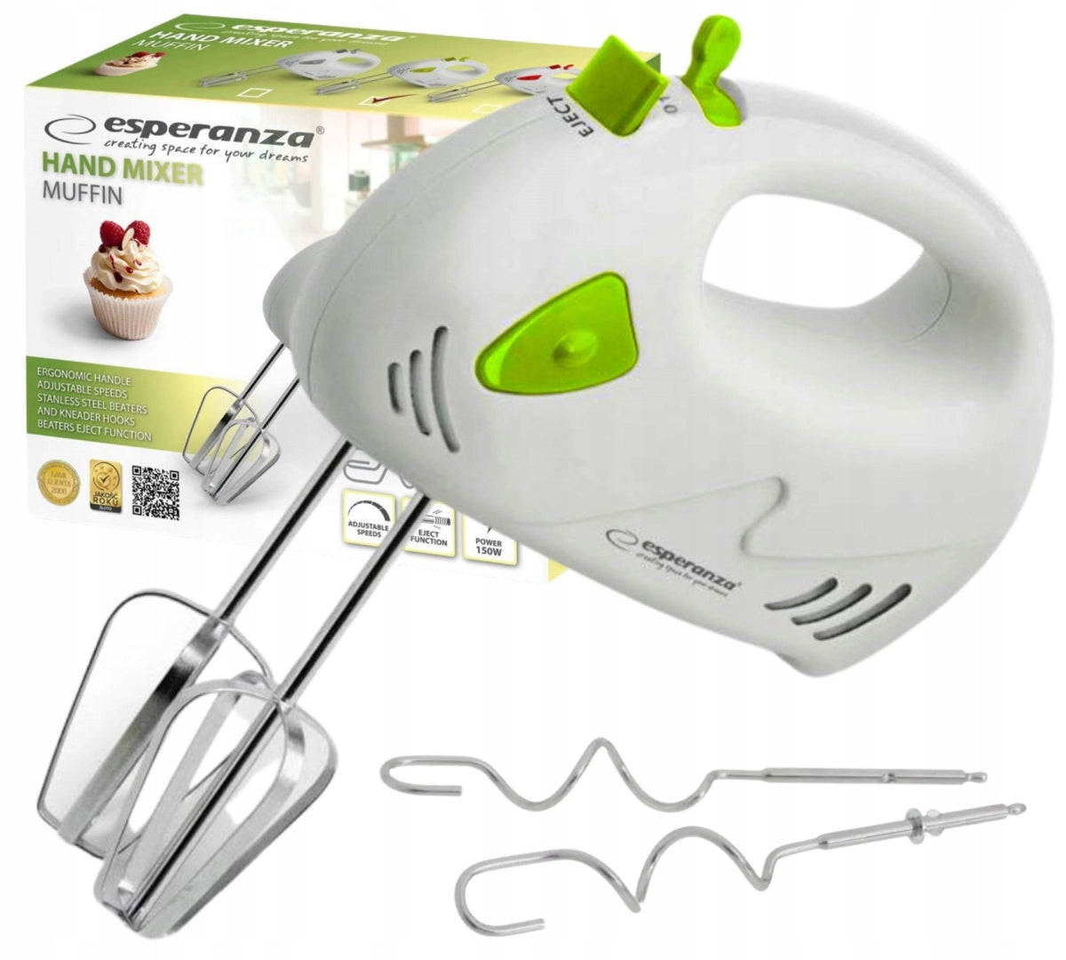 KITCHEN MIXER HAND ROBOT STRONG LIGHT GREEN 7 GEARS 4 TIPS