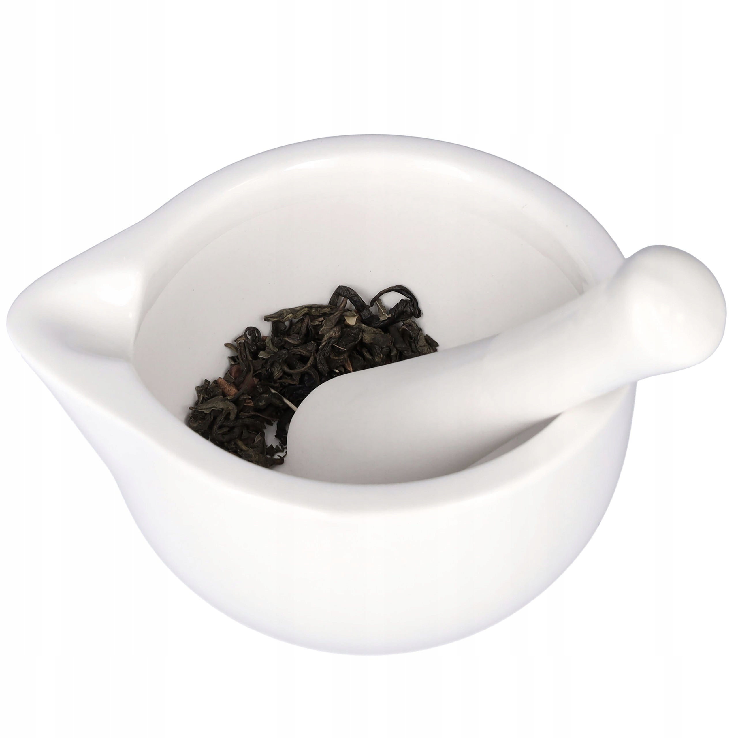 KITCHEN MORTAR WITH PESTLE PORCELAIN WHITE FOR SPICES HERBS COFFEE SALT