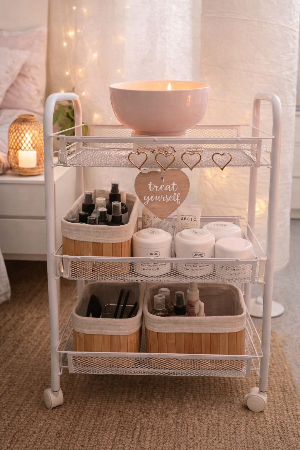 KITCHEN RACK ON WHEELS MOBILE TROLLEY SHELF CABINET 3 LEVELS WHITE Packaging status original