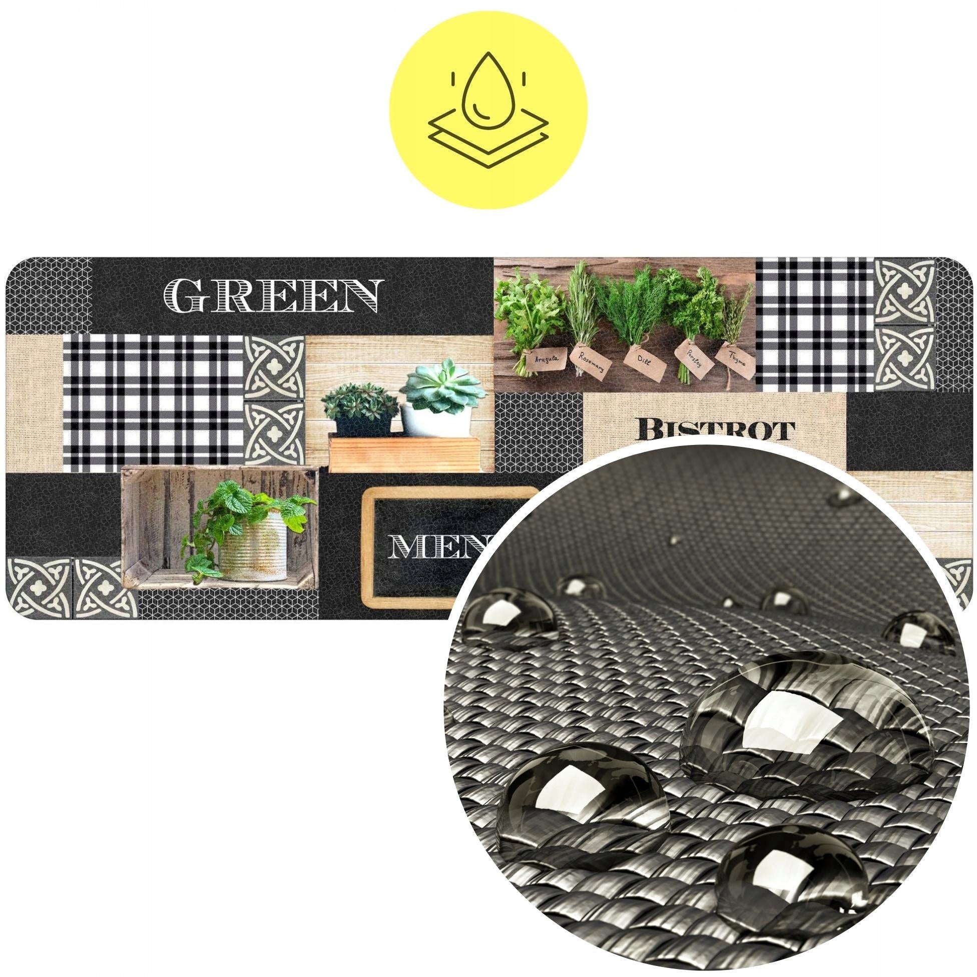 KITCHEN RUG FLOOR MAT KITCHEN RUG WATERPROOF GREEN BISTROT Manufacturer code miękka mata zabezpieczająca