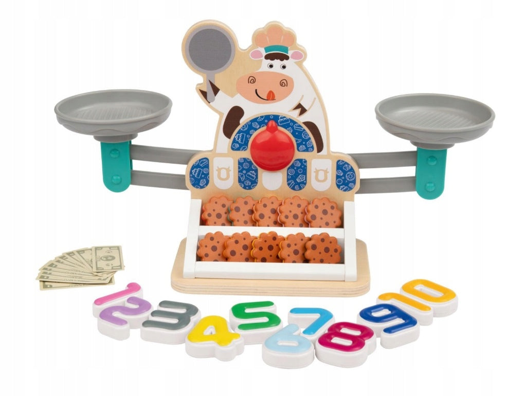 KITCHEN SCALE FOR CHILDREN WOODEN PLAY SET LEARNING TO COUNT