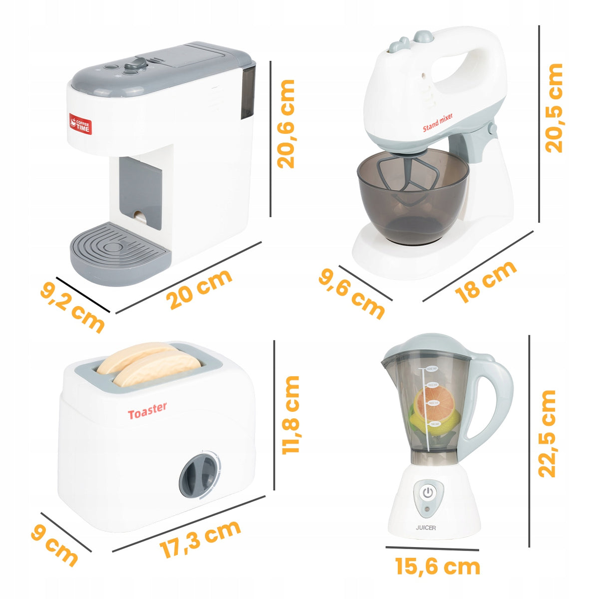 KITCHEN SET SMALL AGD FOR CHILDREN 4IN1 ESPRESSO TOASTER BLENDER MIXER BOWL Manufacturer code 113615