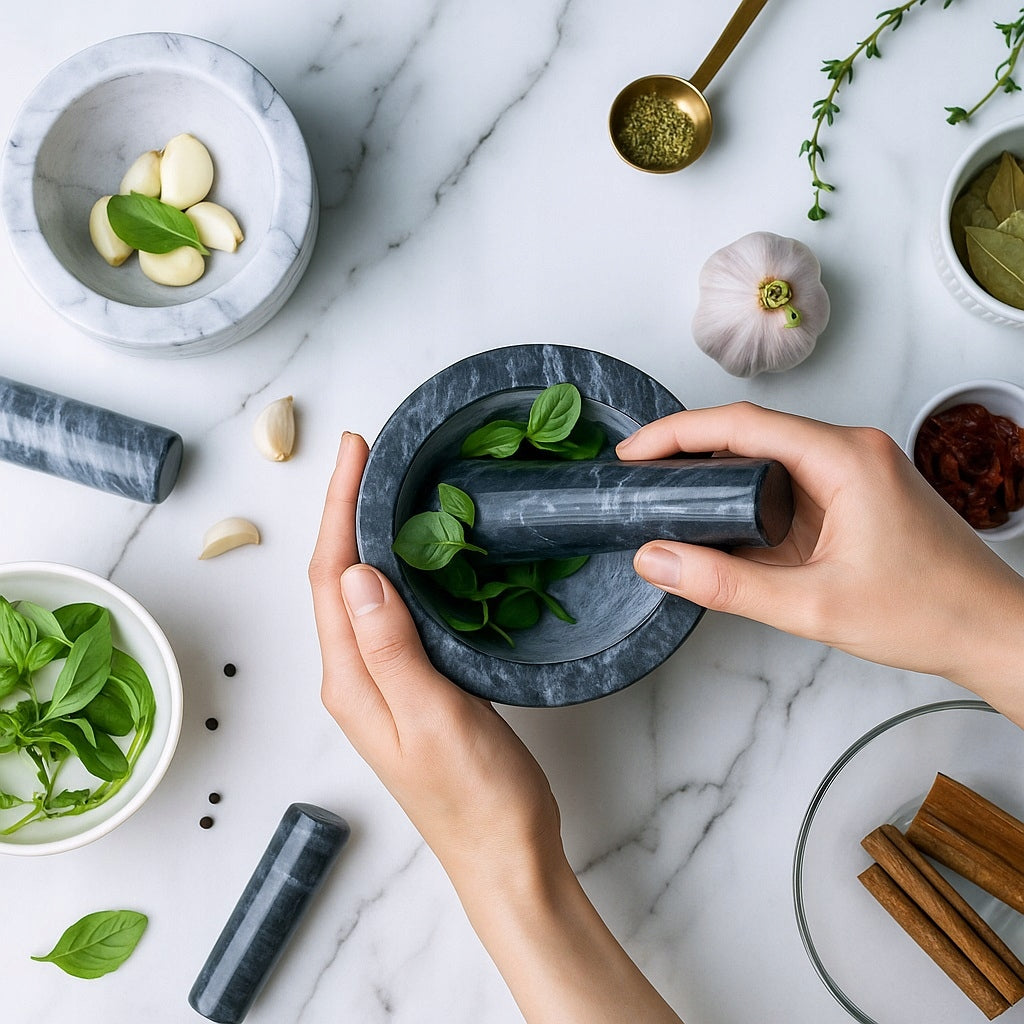 KITCHEN STONE MORTAR WITH PESTLE FOR GRINDING SPICES MONTESSA Kind mortar