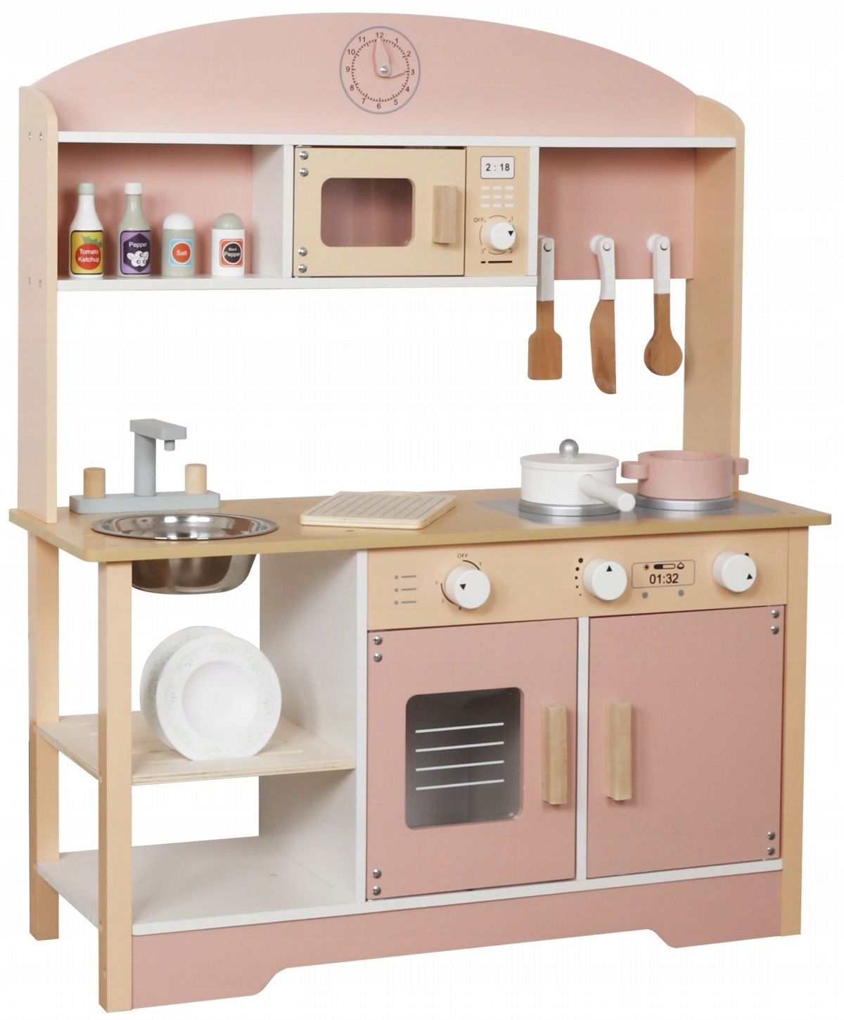 KITCHEN WOODEN ACCESSORIES COOKER PINK COOKING CUTLERY FOR CHILDREN