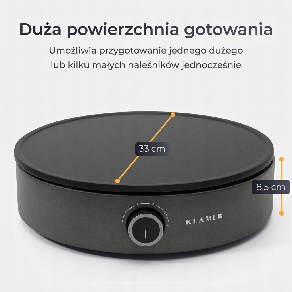 KLAMER Device for crepes, large heating surface with a diameter of 33 cm, p Power rating 1500 W