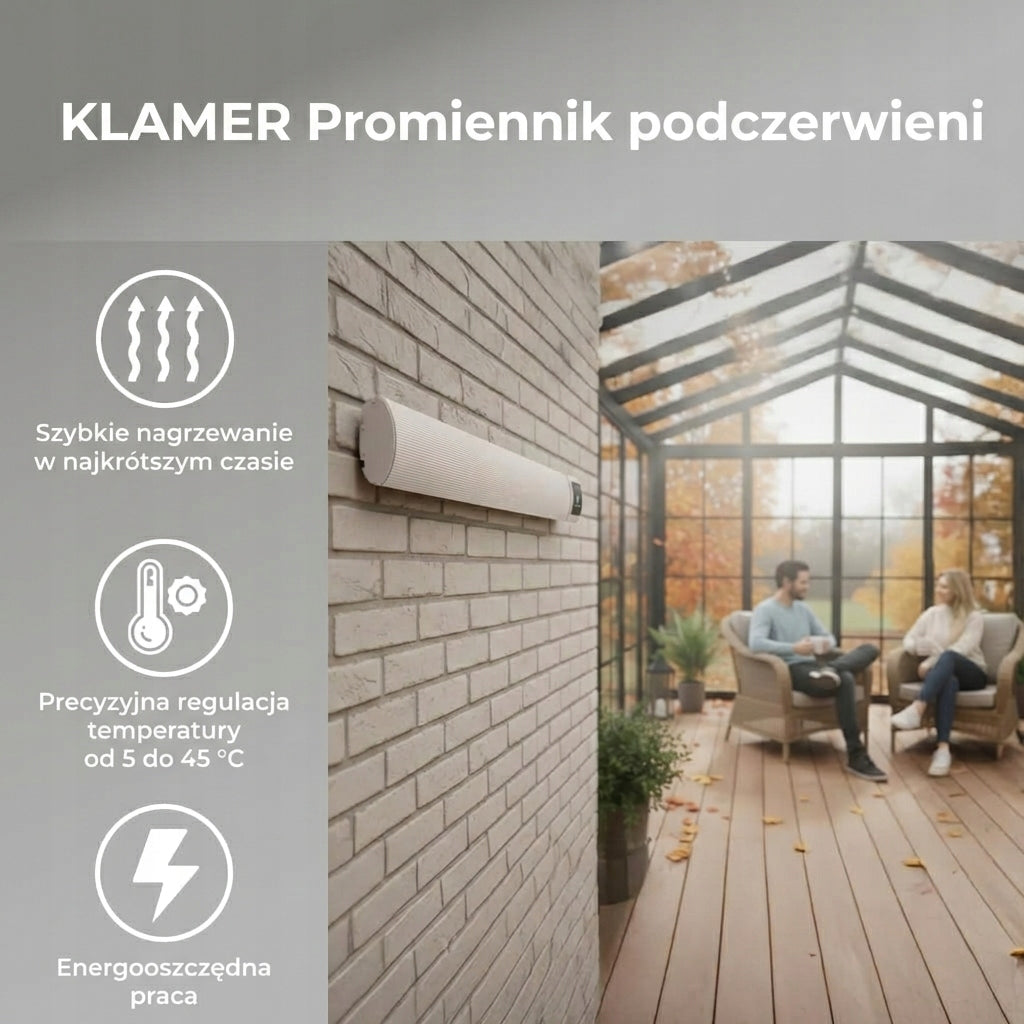 KLAMER IR heater 2600 W – IR heater with WLAN, application controlled and timer Packaging status original