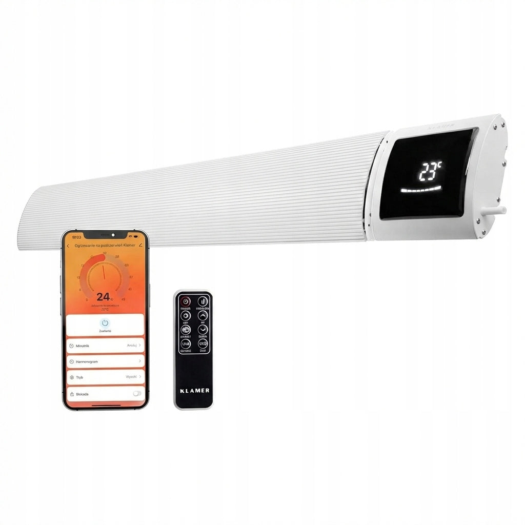 KLAMER IR heater 2600 W – IR heater with WLAN, application controlled and timer