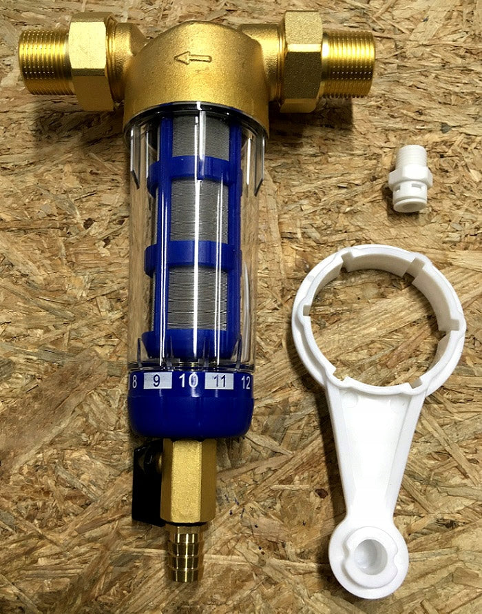KLARWOD SELF-CLEANING 3/4" x 1" WATER PREFILTER BRASS SETTLEMENT Kind set