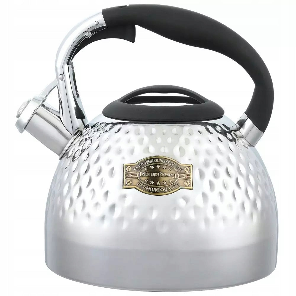 KLAUSBERG STEEL KETTLE WITH WHISTLE 3 LITERS - SILVER