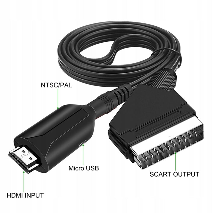 KONWERTER ADAPTER KABEL 1m Z EURO SCART DO HDMI PRZEJŚCIÓWKA AV HD 1080p Manufacturer code 6980106510716