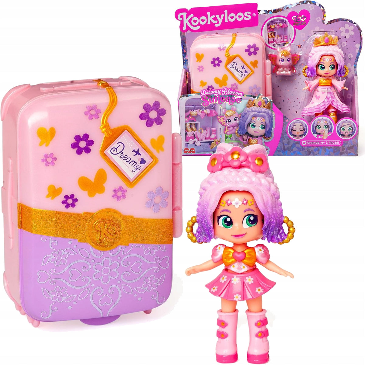 KOOKYLOOS DREAMY BLOSSOM SUITCASE COLLECTIBLE FIGURINE + SUITCASE WITH AKC.