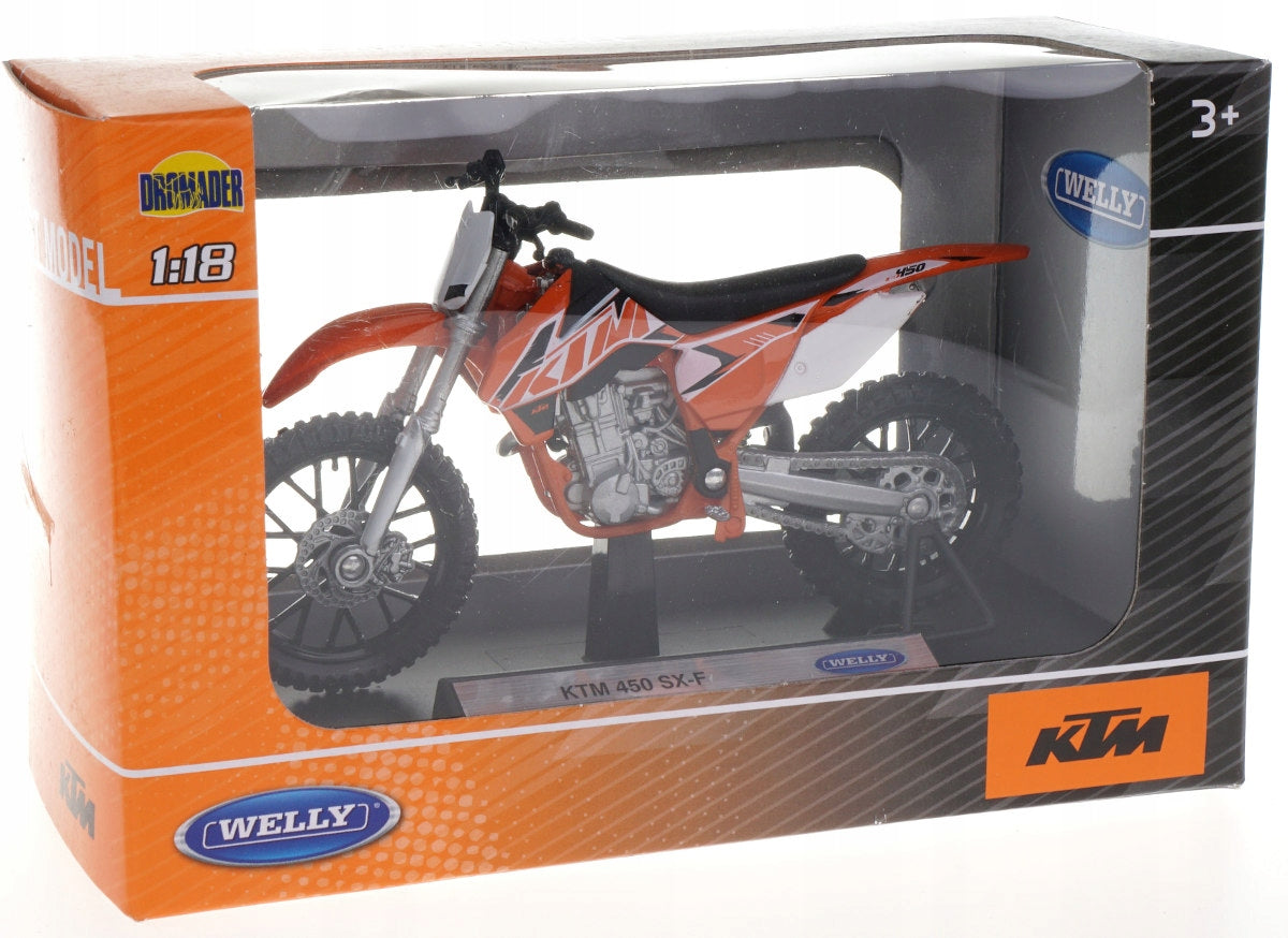KTM 450 SX-F MODEL METAL/PLASTIC WELLY MOTOR 1:18 Packaging status original