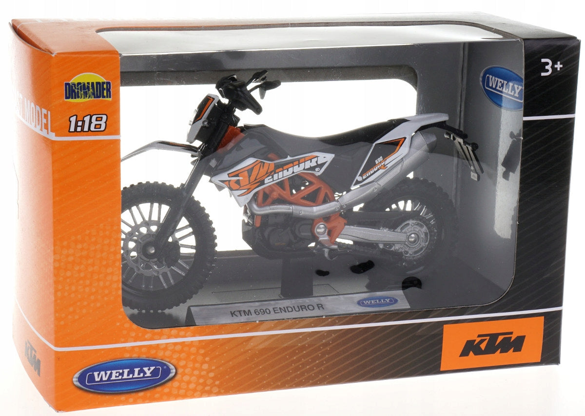 KTM 690 ENDURO R MODEL METAL-PLASTIC WELLY MOTOR 1:18 Packaging status original