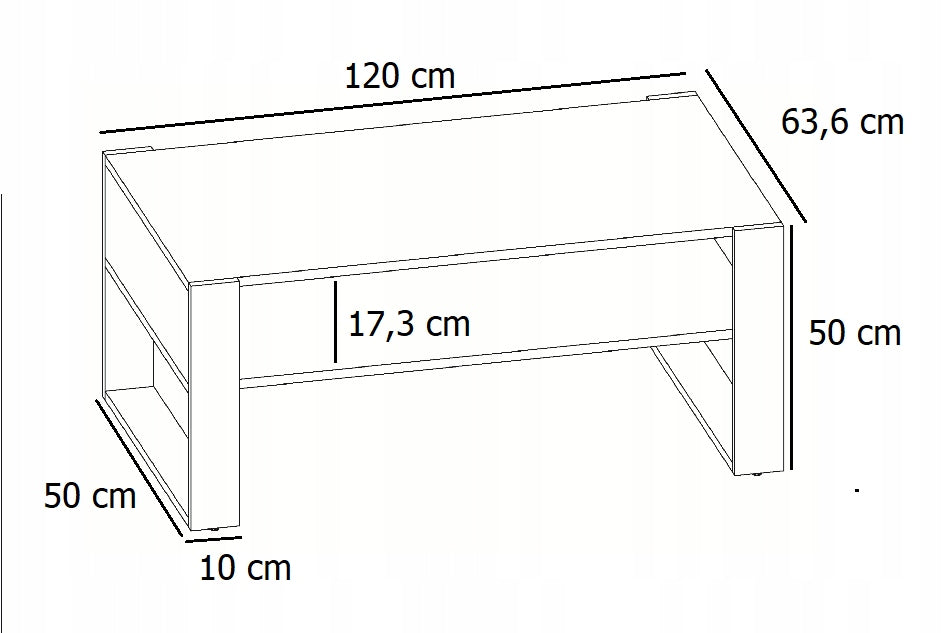 Kaja bench 120x60 oak artisan/black coffee table for living room MK Brand Per La Vita