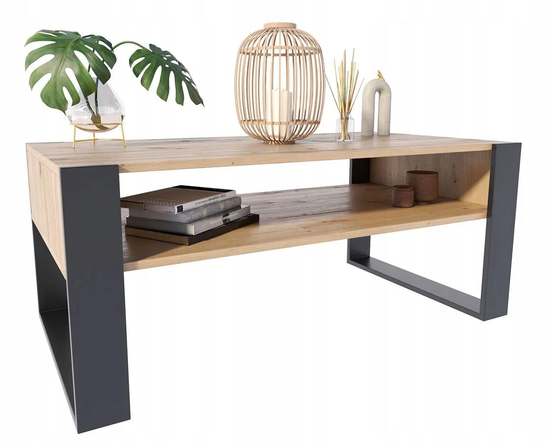 Kaja bench 120x60 oak artisan/black coffee table for living room MK