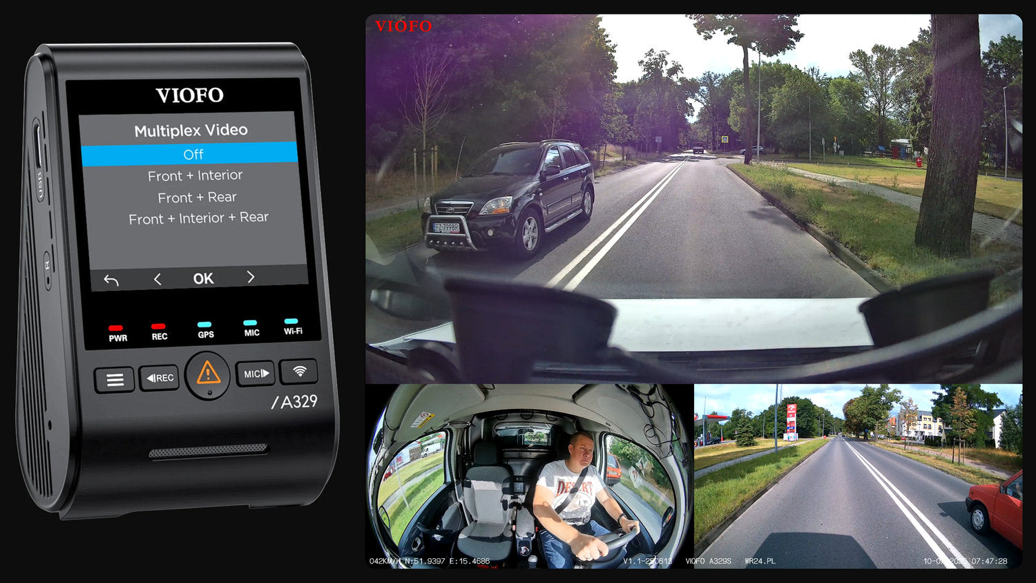 Kamera automobilová Viofo A329S GPS 4K (2160p) Wi-Fi GPS + zadní + vnitřní Memory card included none