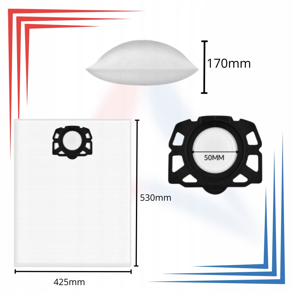 Kärcher WD4 WD5 WD6 synthetic vacuum cleaner replacement bags 10 pcs. Manufacturer code WD4S